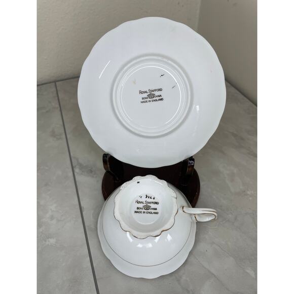 Pink Royal Stafford Teacup and Saucer, Antique Tea Cups Vintage Floral - Picture 4 of 13